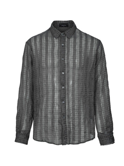 Sheer Grid Textured L/S Shirt Korean Street Fashion Shirt By Terra Incognita Shop Online at OH Vault