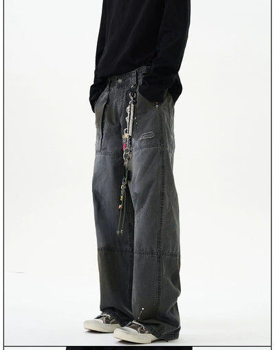 Ink-Splash Distressed Jeans Korean Street Fashion Jeans By 77Flight Shop Online at OH Vault