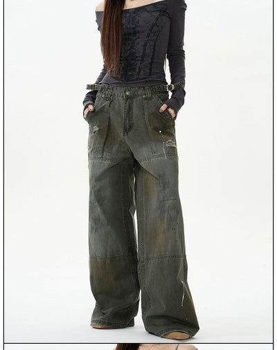 Ink-Splash Distressed Jeans Korean Street Fashion Jeans By 77Flight Shop Online at OH Vault