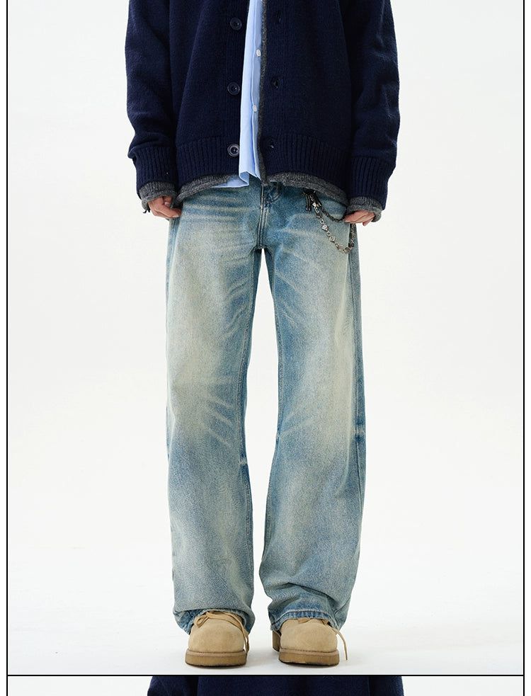 Light Wash Whiskered Detail Jeans Korean Street Fashion Jeans By 77Flight Shop Online at OH Vault