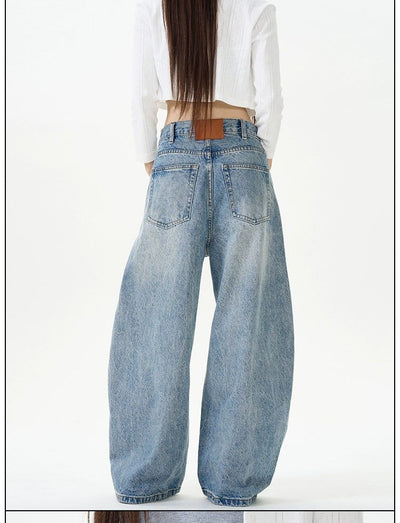 Light Washed Wide Scimitar Jeans Korean Street Fashion Jeans By 77Flight Shop Online at OH Vault