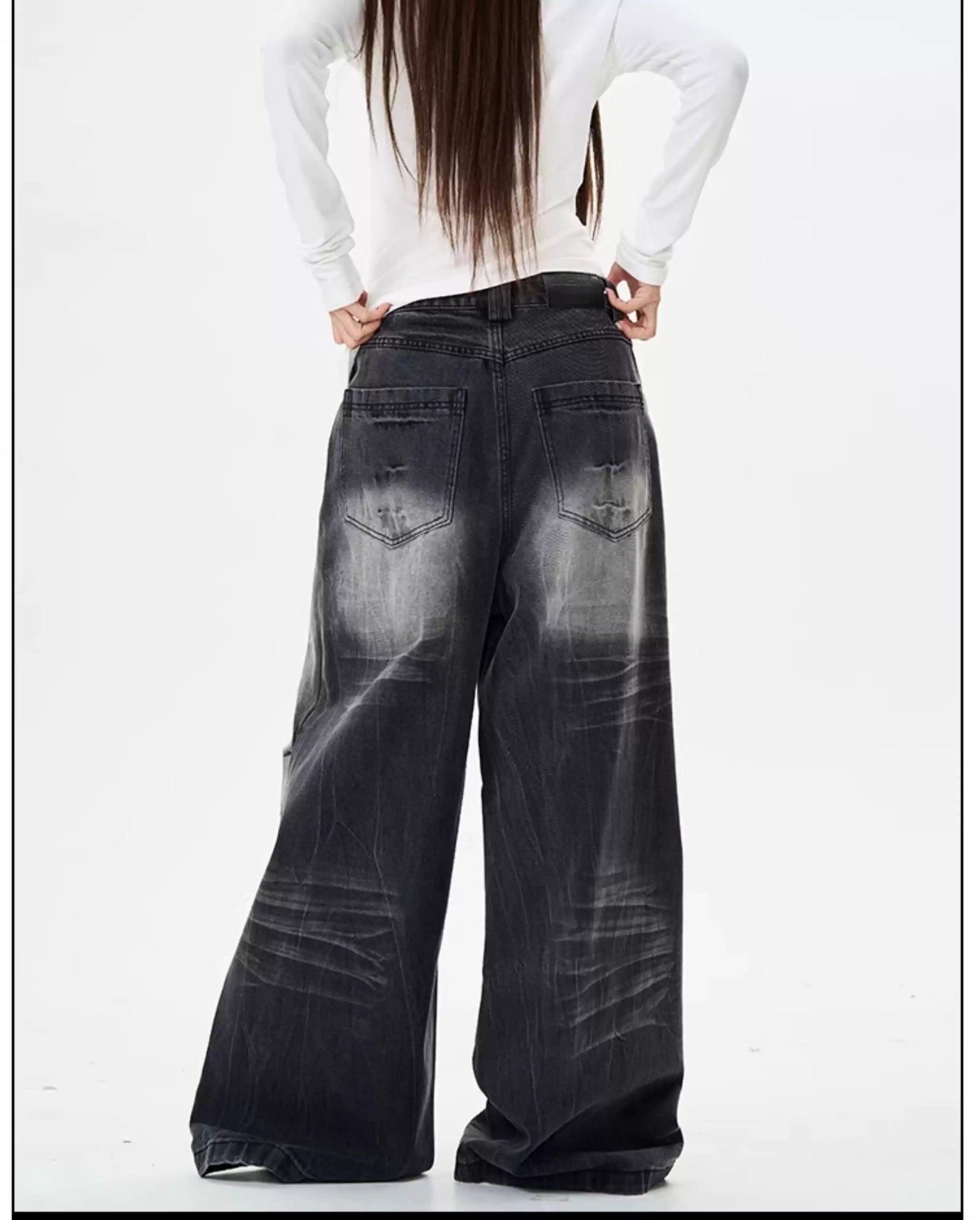 Lightning Fade Wide Leg Jeans Korean Street Fashion Jeans By 77Flight Shop Online at OH Vault