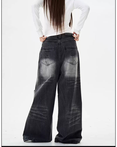 Lightning Fade Wide Leg Jeans Korean Street Fashion Jeans By 77Flight Shop Online at OH Vault