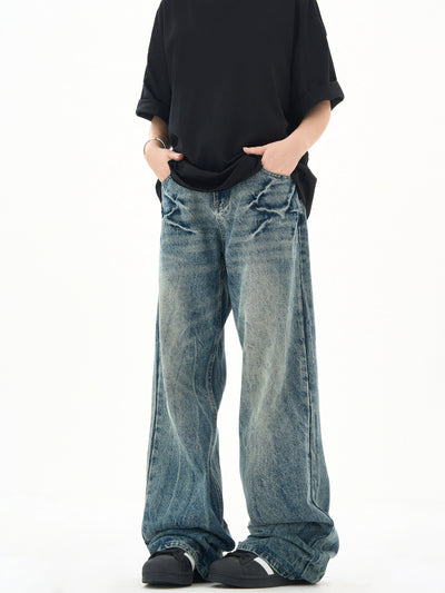 Lightning Pattern Wash Flared Jeans Korean Street Fashion Jeans By Ash Dark Shop Online at OH Vault