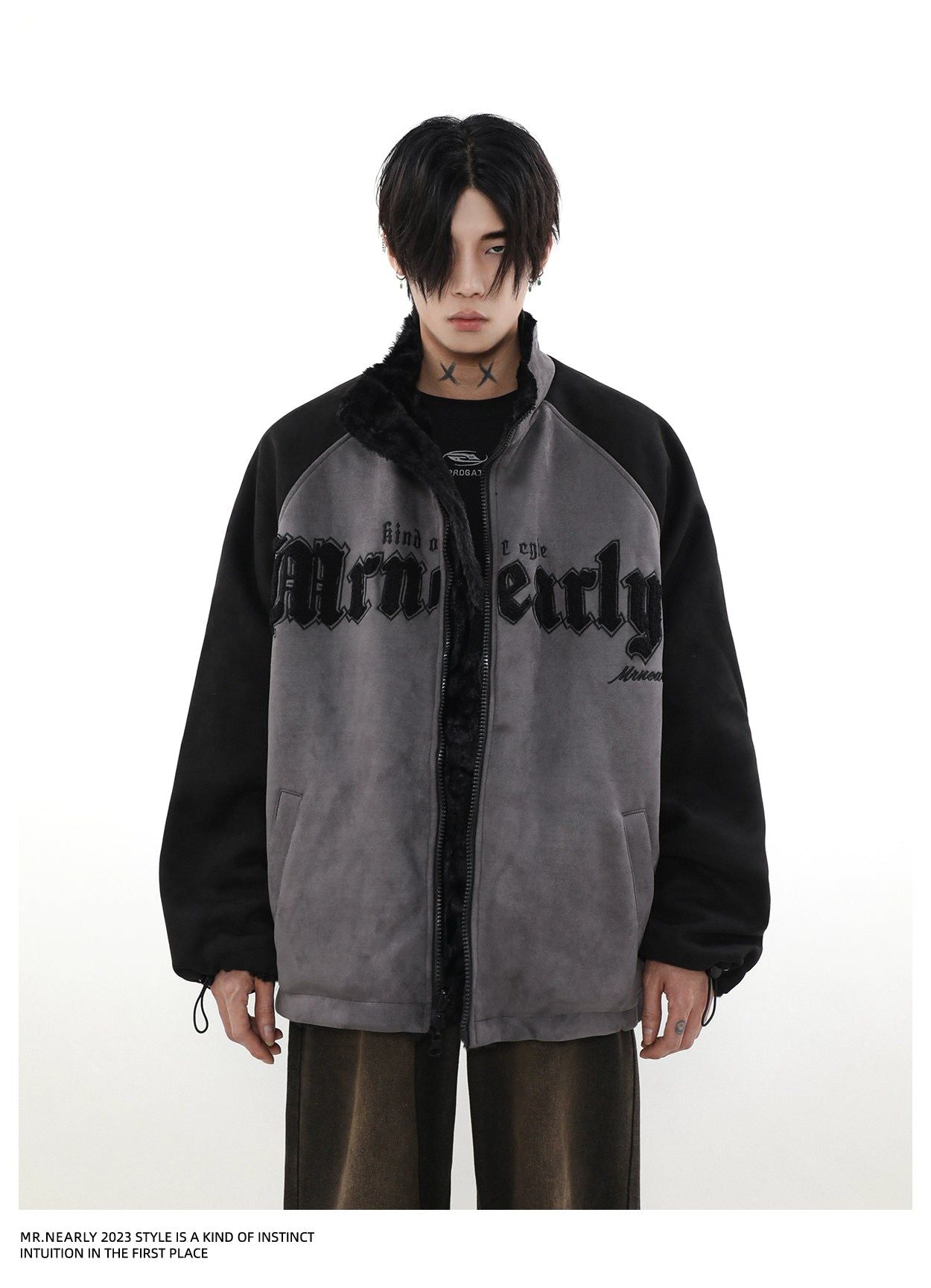 Logo Letter Double-Sided Jacket Korean Street Fashion Jacket By Mr Nearly Shop Online at OH Vault