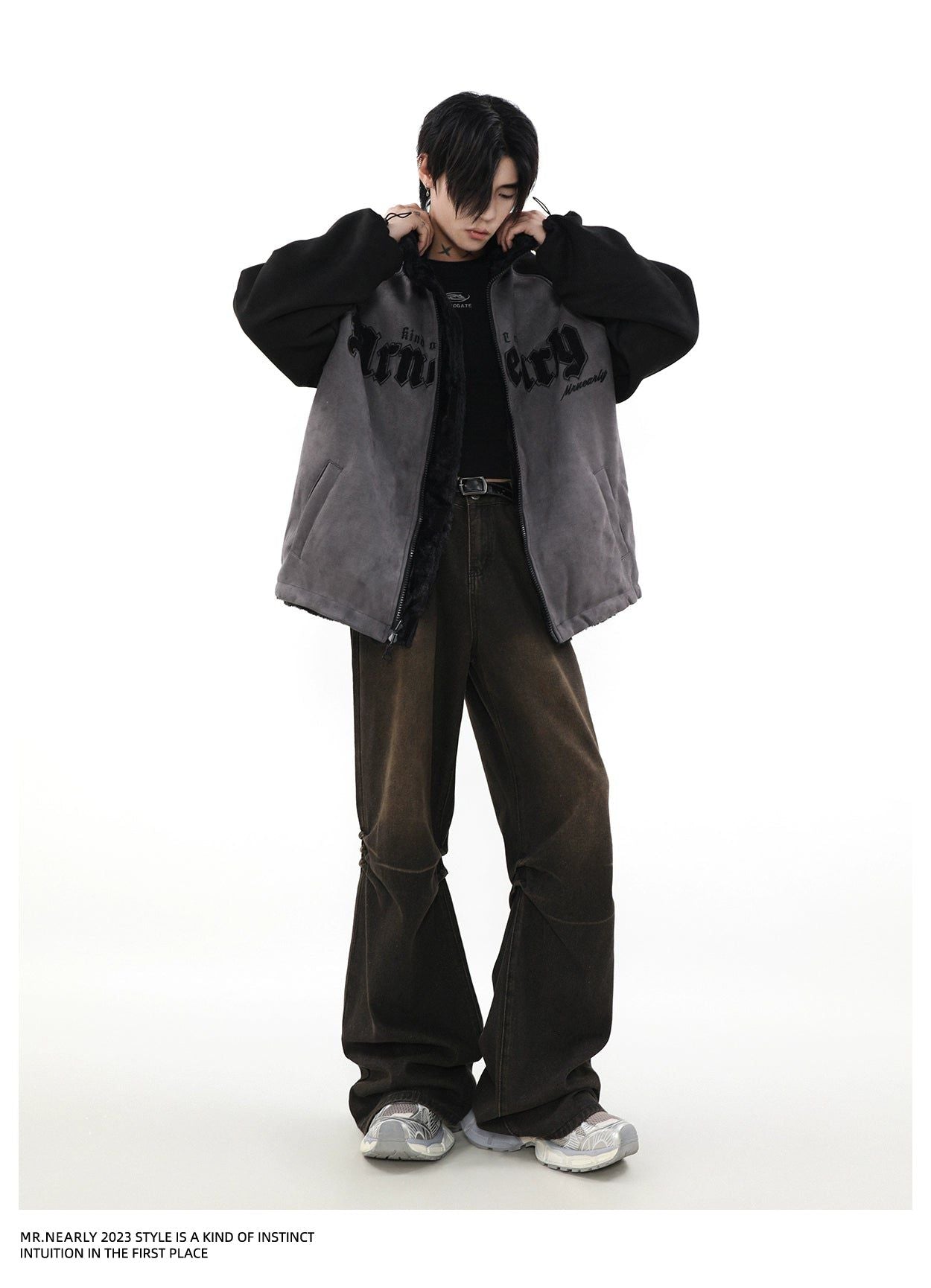 Logo Letter Double-Sided Jacket Korean Street Fashion Jacket By Mr Nearly Shop Online at OH Vault