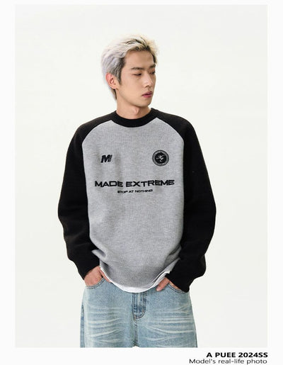 Logo Stitched Raglan Sleeves Sweater Korean Street Fashion Sweater By A PUEE Shop Online at OH Vault