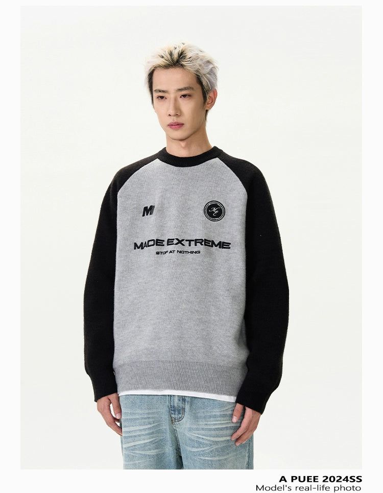 Logo Stitched Raglan Sleeves Sweater Korean Street Fashion Sweater By A PUEE Shop Online at OH Vault