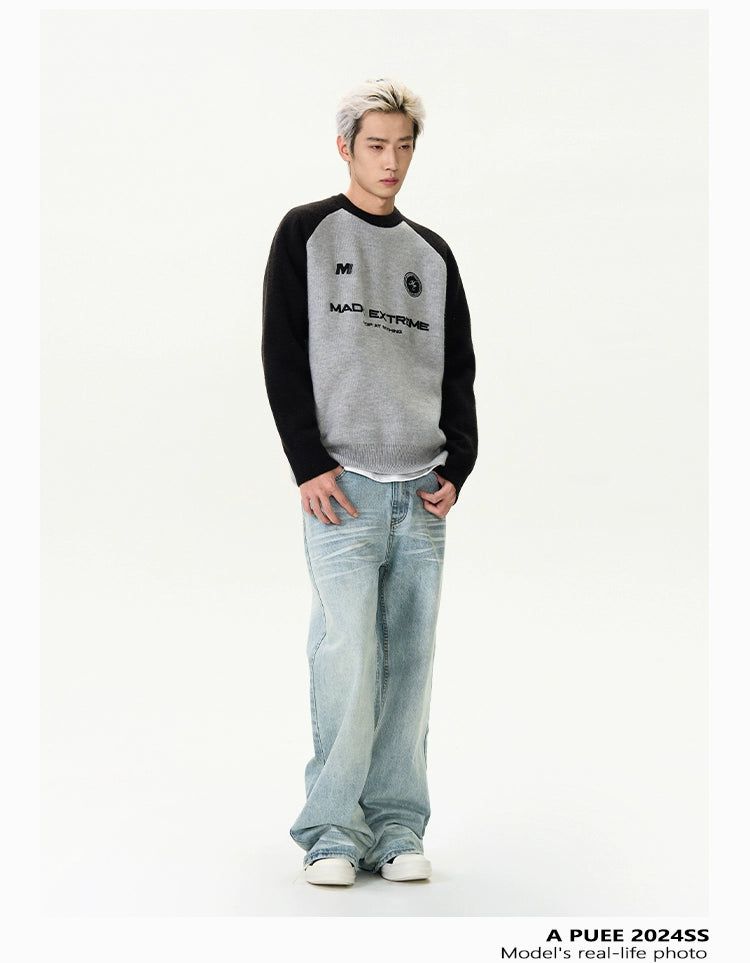 Logo Stitched Raglan Sleeves Sweater Korean Street Fashion Sweater By A PUEE Shop Online at OH Vault