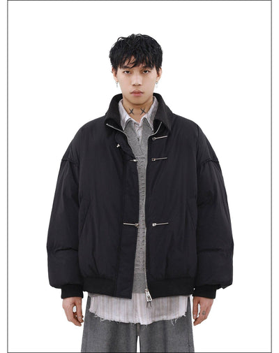 Metallic Closure Down Jacket Korean Street Fashion Jacket By Mr Nearly Shop Online at OH Vault