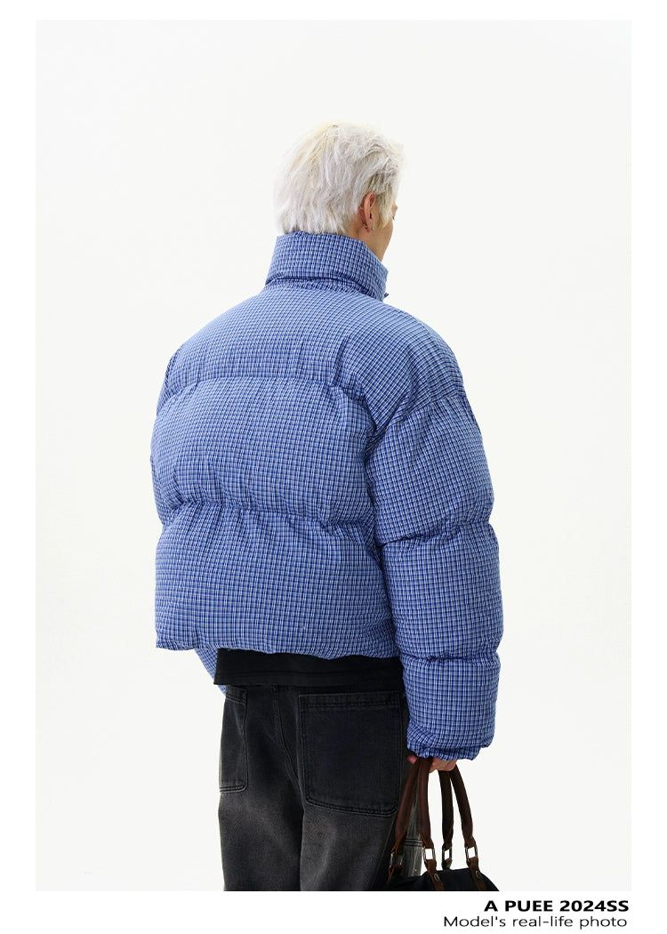 Mini Checked Puffer Jacket Korean Street Fashion Jacket By A PUEE Shop Online at OH Vault