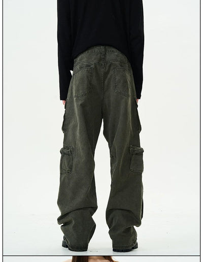 Multi-Flap Pocket Relaxed Fit Cargo Pants Korean Street Fashion Pants By 77Flight Shop Online at OH Vault