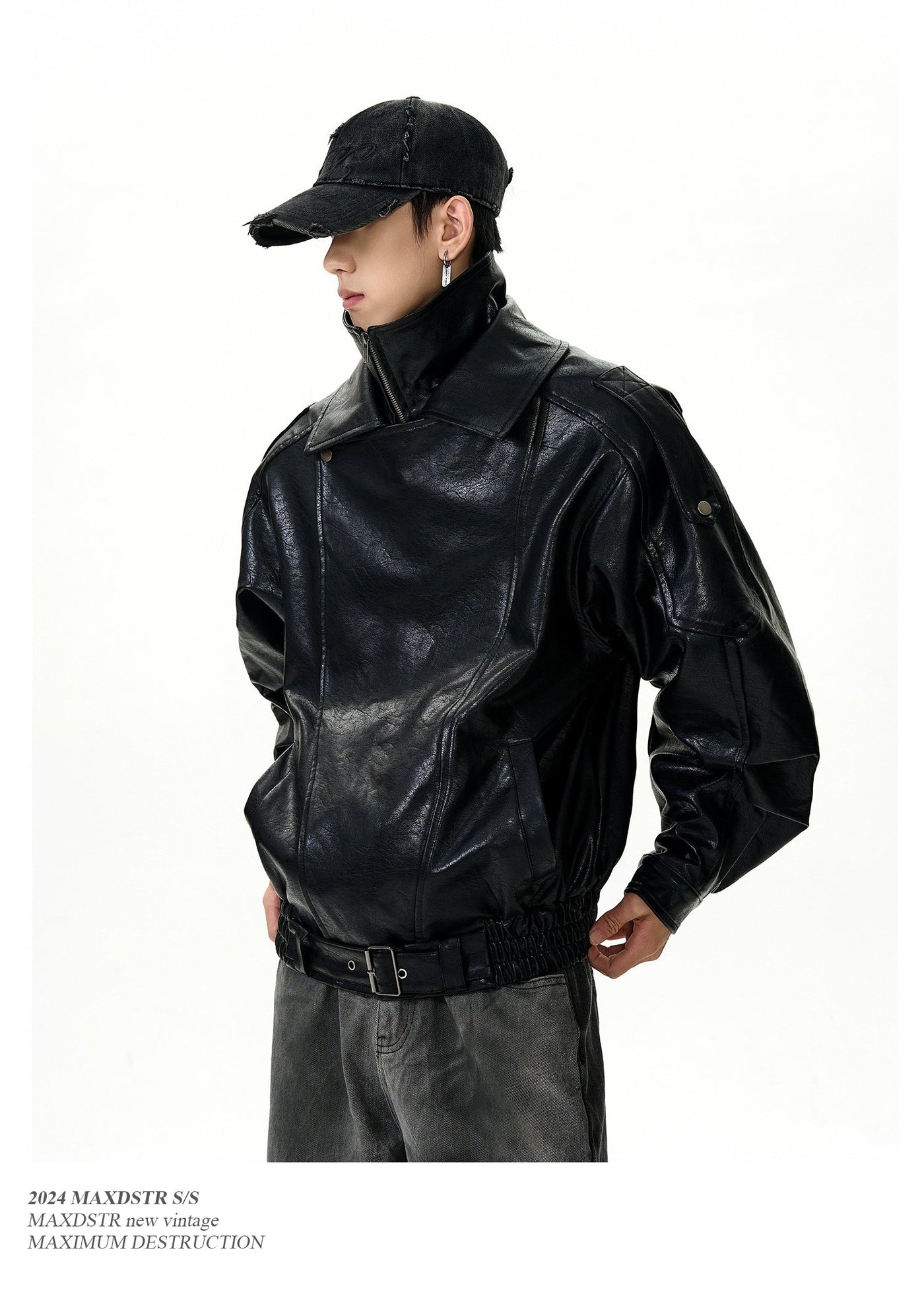 Multi-Functional Buckled PU Leather Jacket Korean Street Fashion Jacket By MaxDstr Shop Online at OH Vault