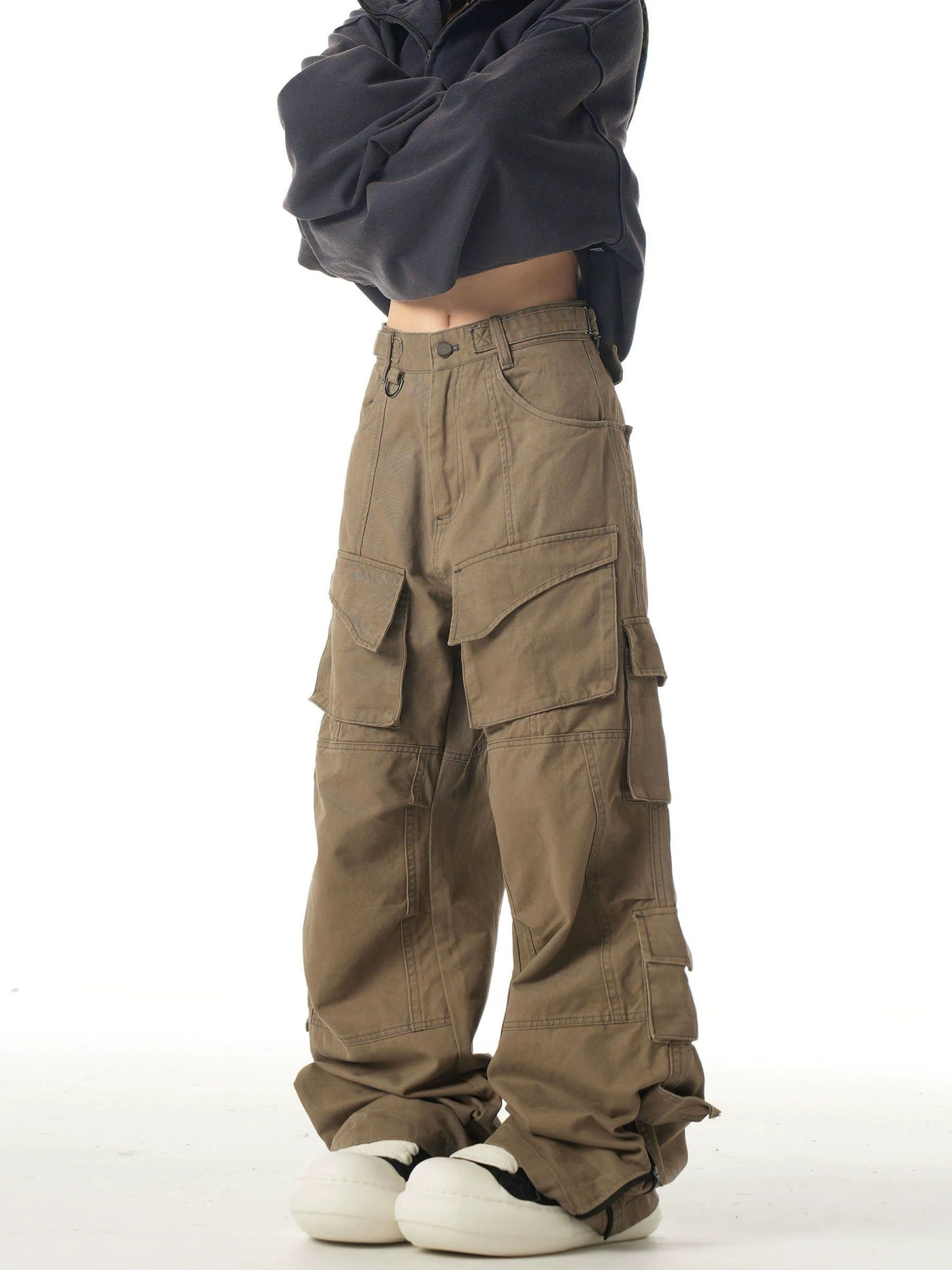 Multi-Pocket Carpenter Cargo Pants Korean Street Fashion Pants By Ash Dark Shop Online at OH Vault