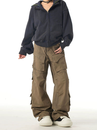 Multi-Pocket Carpenter Cargo Pants Korean Street Fashion Pants By Ash Dark Shop Online at OH Vault