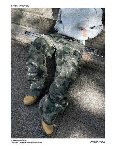 Painted Camouflage Cargo Pants Korean Street Fashion Pants By Dark Fog Shop Online at OH Vault