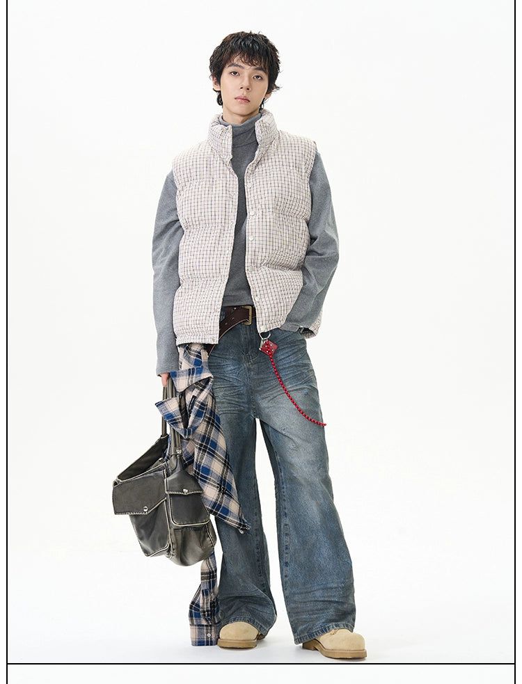 Plaid Cotton Vest Korean Street Fashion Vest By 77Flight Shop Online at OH Vault