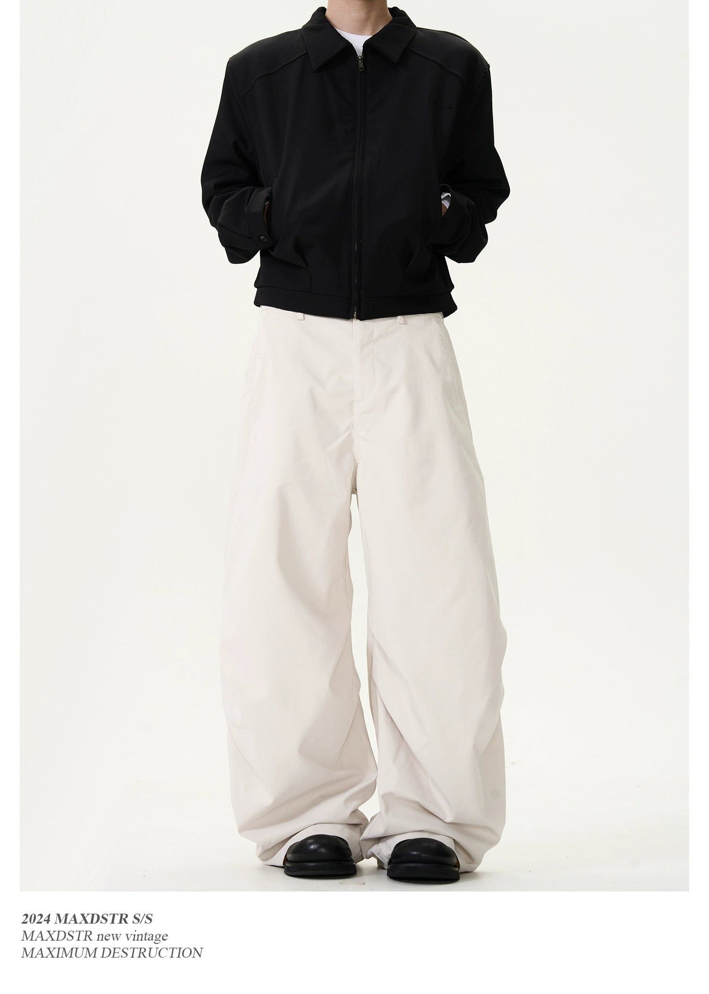 Pleated Wide Leg Scimitar Pants Korean Street Fashion Pants By MaxDstr Shop Online at OH Vault