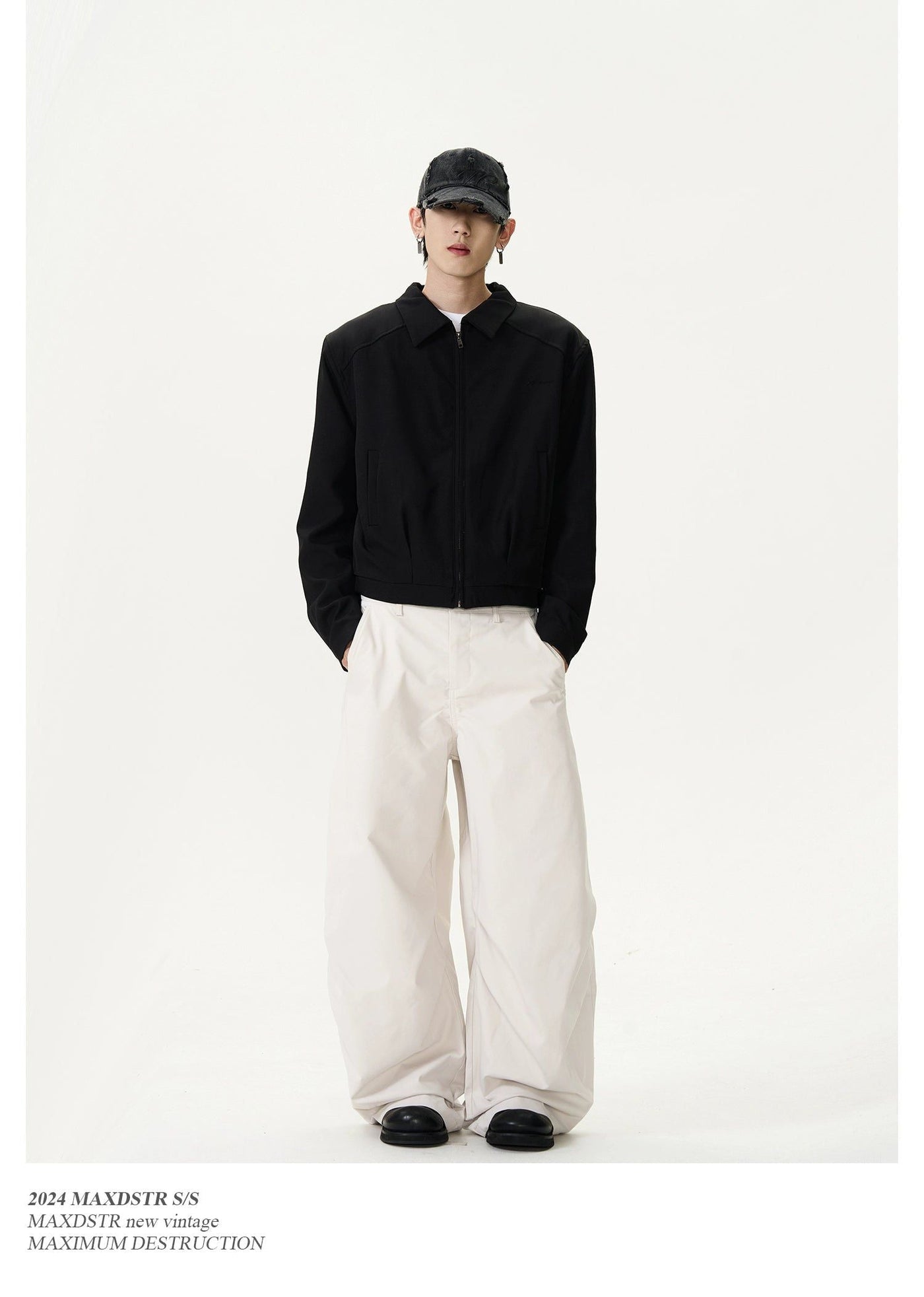 Pleated Wide Leg Scimitar Pants Korean Street Fashion Pants By MaxDstr Shop Online at OH Vault