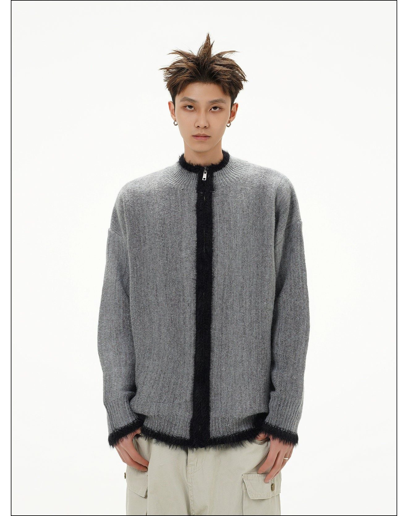 Plushy Ribbed Knit Jacket Korean Street Fashion Jacket By Mr Nearly Shop Online at OH Vault