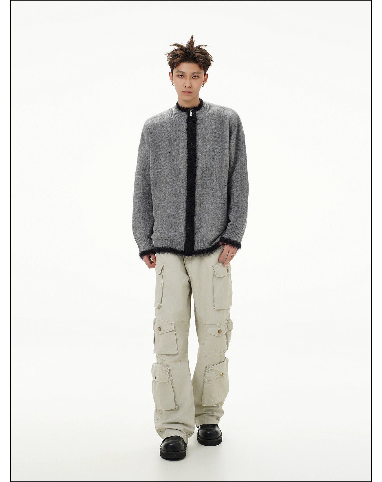 Plushy Ribbed Knit Jacket Korean Street Fashion Jacket By Mr Nearly Shop Online at OH Vault