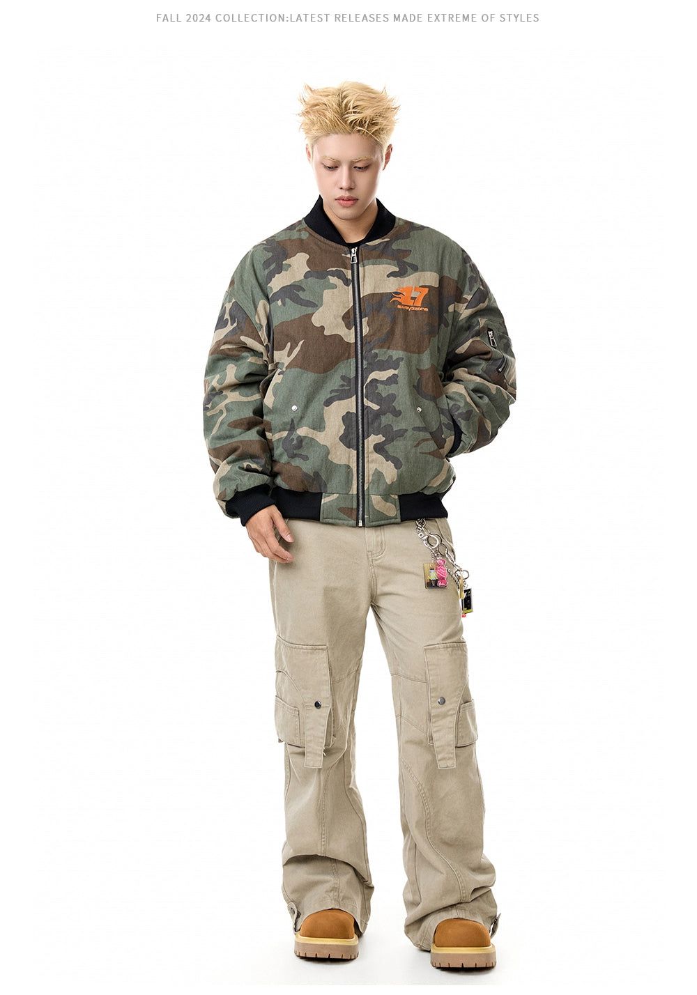 Ribbed Hem Camouflage Jacket Korean Street Fashion Jacket By Made Extreme Shop Online at OH Vault