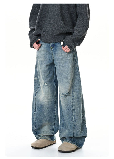 Ripped-Knee Scimitar Jeans Korean Street Fashion Jeans By Made Extreme Shop Online at OH Vault