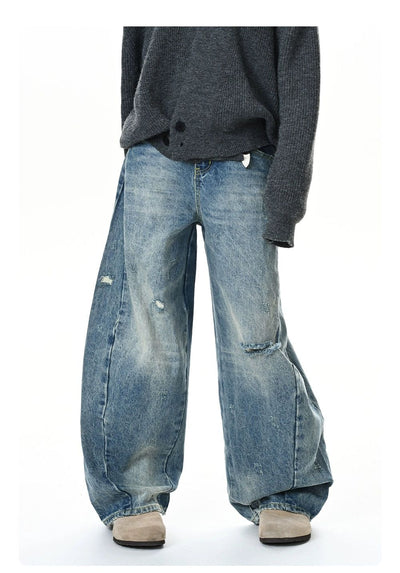 Ripped-Knee Scimitar Jeans Korean Street Fashion Jeans By Made Extreme Shop Online at OH Vault