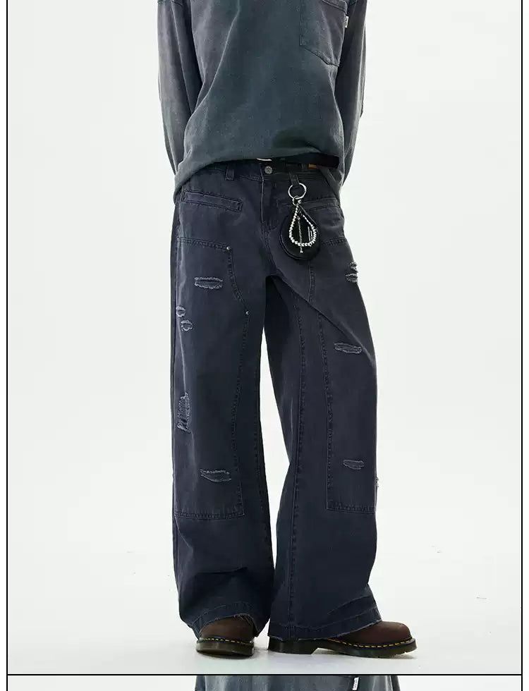 Ripped Lumberjack Pants Korean Street Fashion Pants By 77Flight Shop Online at OH Vault