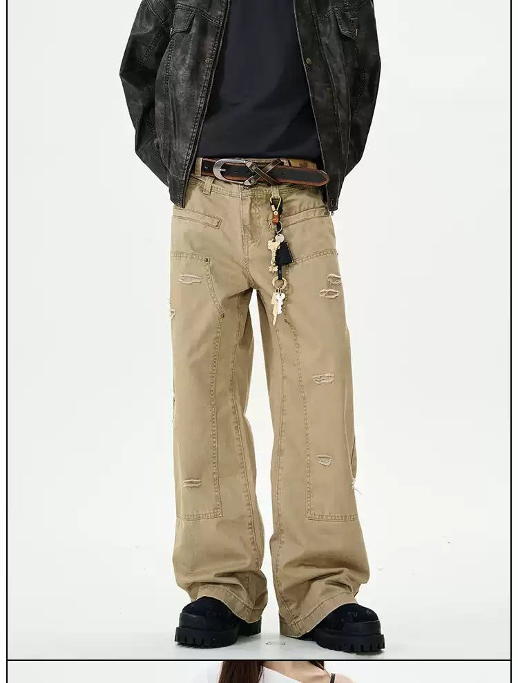 Ripped Lumberjack Pants Korean Street Fashion Pants By 77Flight Shop Online at OH Vault