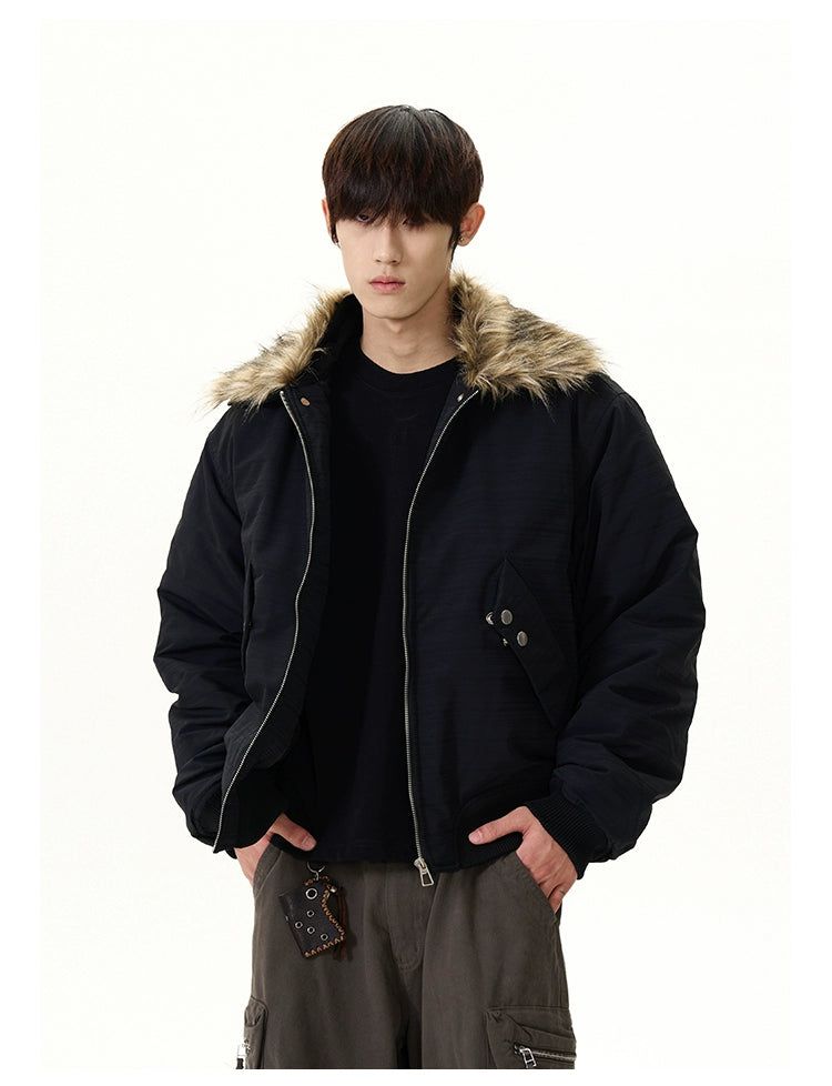 Rivet Buttons Fur Collar Parka Jacket Korean Street Fashion Jacket By A PUEE Shop Online at OH Vault