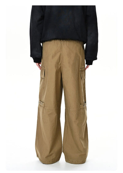 Rivet Buttons Pleated Cargo Pants Korean Street Fashion Pants By Made Extreme Shop Online at OH Vault