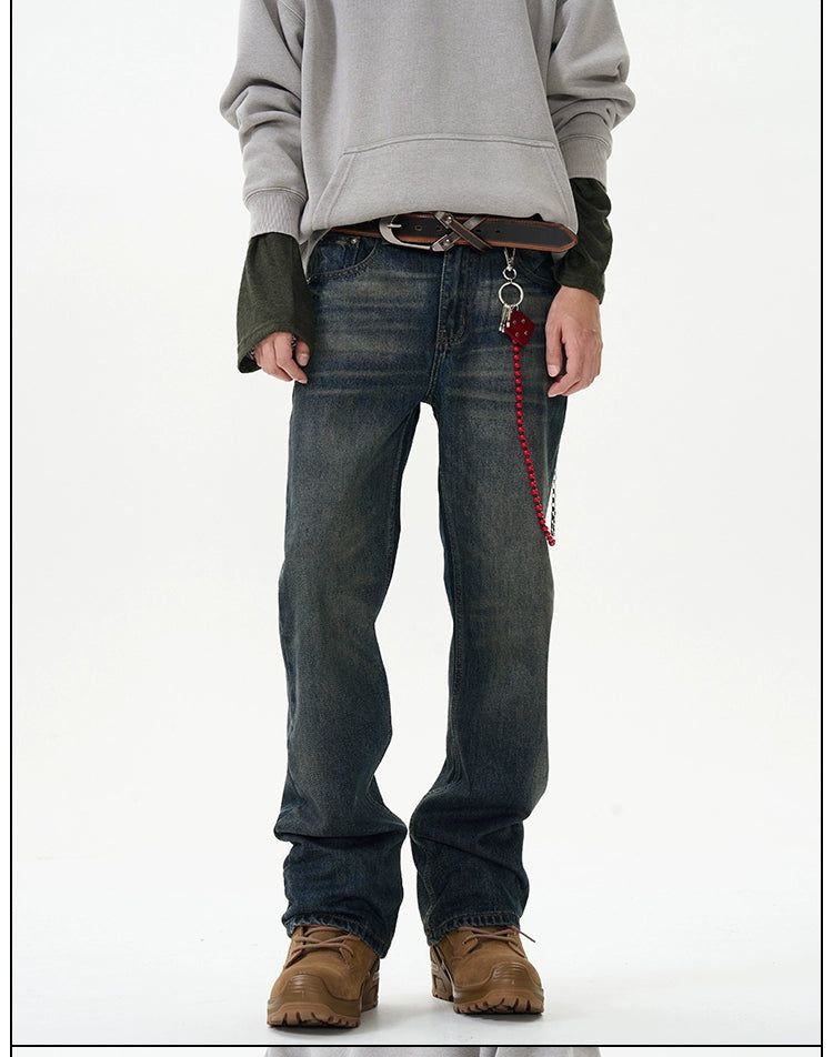 Rugged Wash & Whiskers Jeans Korean Street Fashion Jeans By 77Flight Shop Online at OH Vault