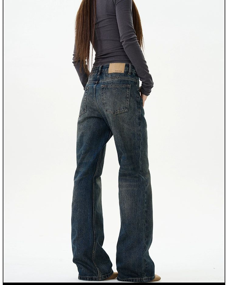 Rugged Wash & Whiskers Jeans Korean Street Fashion Jeans By 77Flight Shop Online at OH Vault