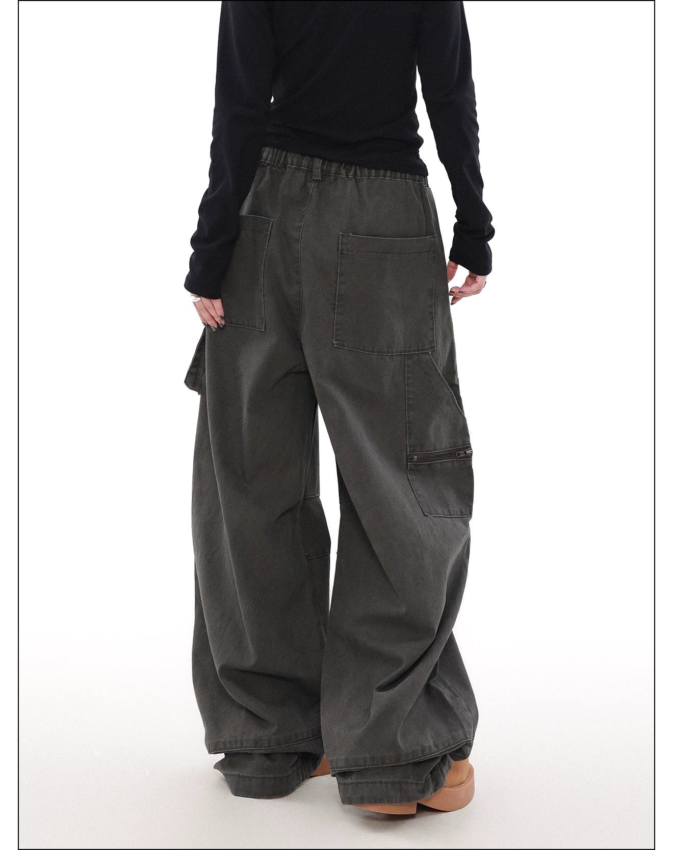 Seam Detail Wide Cut Cargo Pants Korean Street Fashion Pants By Mr Nearly Shop Online at OH Vault