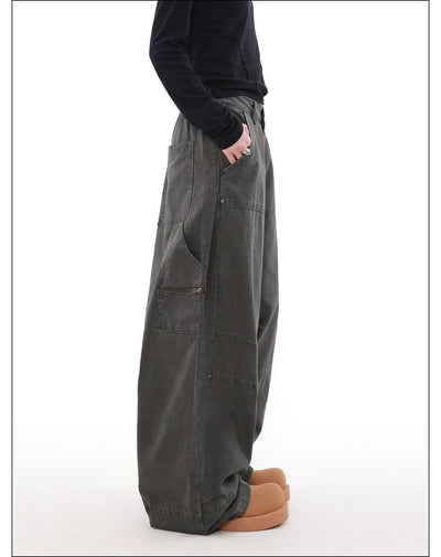 Seam Detail Wide Cut Cargo Pants Korean Street Fashion Pants By Mr Nearly Shop Online at OH Vault