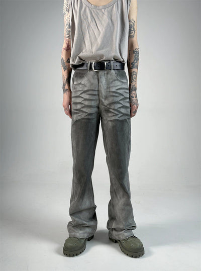 Smudged Flared Jeans Korean Street Fashion Jeans By Ash Dark Shop Online at OH Vault