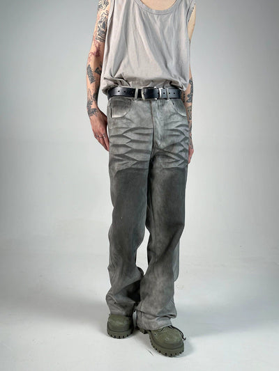 Smudged Flared Jeans Korean Street Fashion Jeans By Ash Dark Shop Online at OH Vault