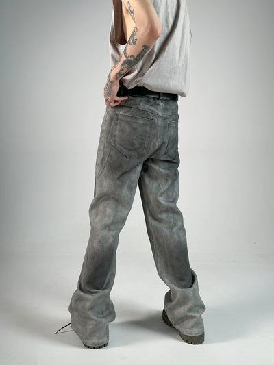 Smudged Flared Jeans Korean Street Fashion Jeans By Ash Dark Shop Online at OH Vault