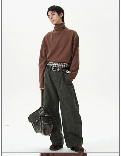 Solid Wide Leg Loose Fit Pants Korean Street Fashion Pants By 77Flight Shop Online at OH Vault