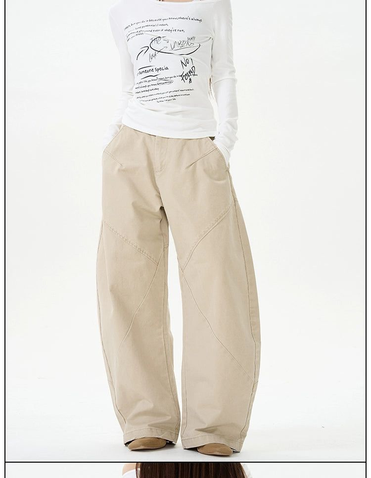 Solid Wide Leg Loose Fit Pants Korean Street Fashion Pants By 77Flight Shop Online at OH Vault