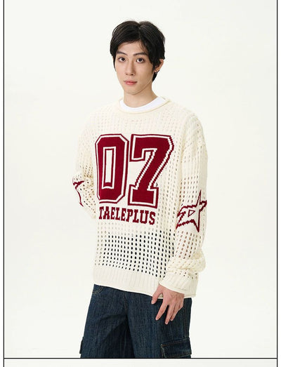 Sports Style Hollow Sweater Korean Street Fashion Sweater By 77Flight Shop Online at OH Vault