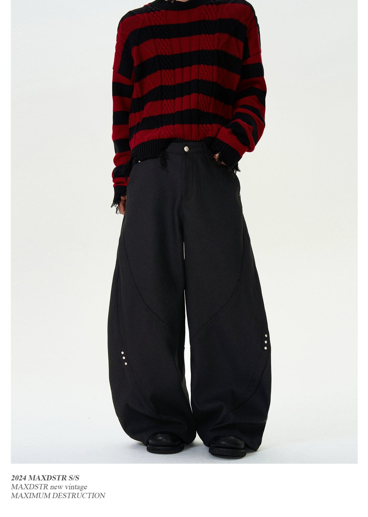 Stitched Cut Wide Leg Pants Korean Street Fashion Pants By MaxDstr Shop Online at OH Vault