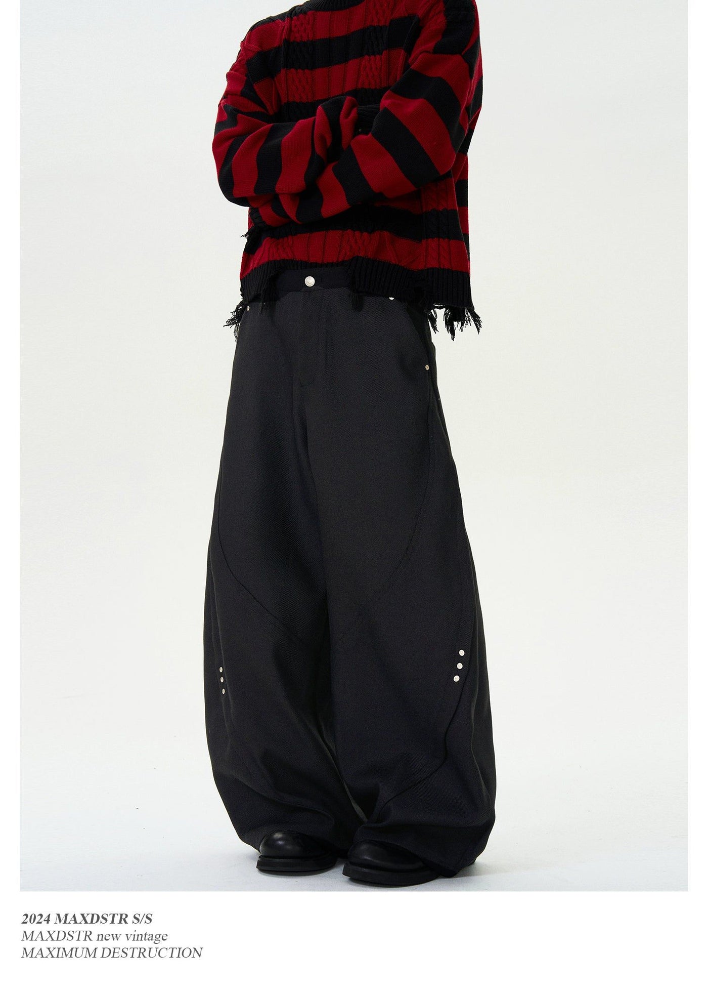 Stitched Cut Wide Leg Pants Korean Street Fashion Pants By MaxDstr Shop Online at OH Vault