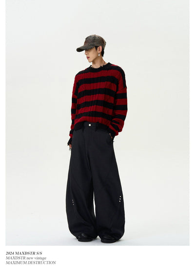 Stitched Cut Wide Leg Pants Korean Street Fashion Pants By MaxDstr Shop Online at OH Vault