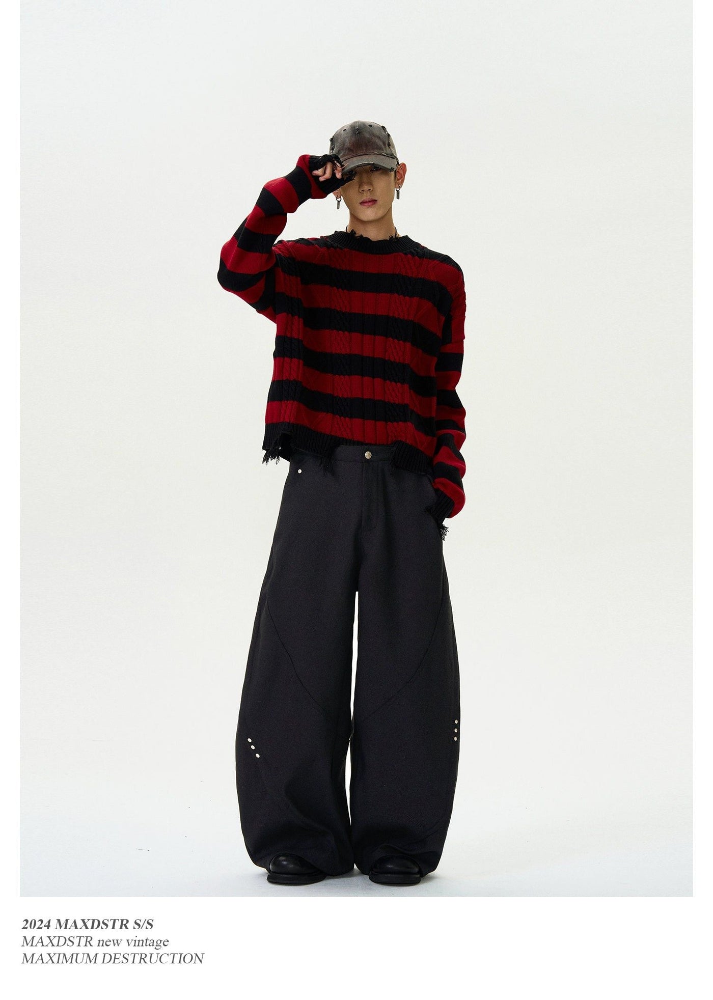 Stitched Cut Wide Leg Pants Korean Street Fashion Pants By MaxDstr Shop Online at OH Vault