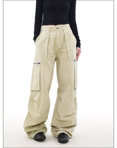 Stitched Pleats Wide Leg Cargo Pants Korean Street Fashion Pants By Mr Nearly Shop Online at OH Vault