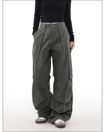 Stitched Pleats Wide Leg Cargo Pants Korean Street Fashion Pants By Mr Nearly Shop Online at OH Vault