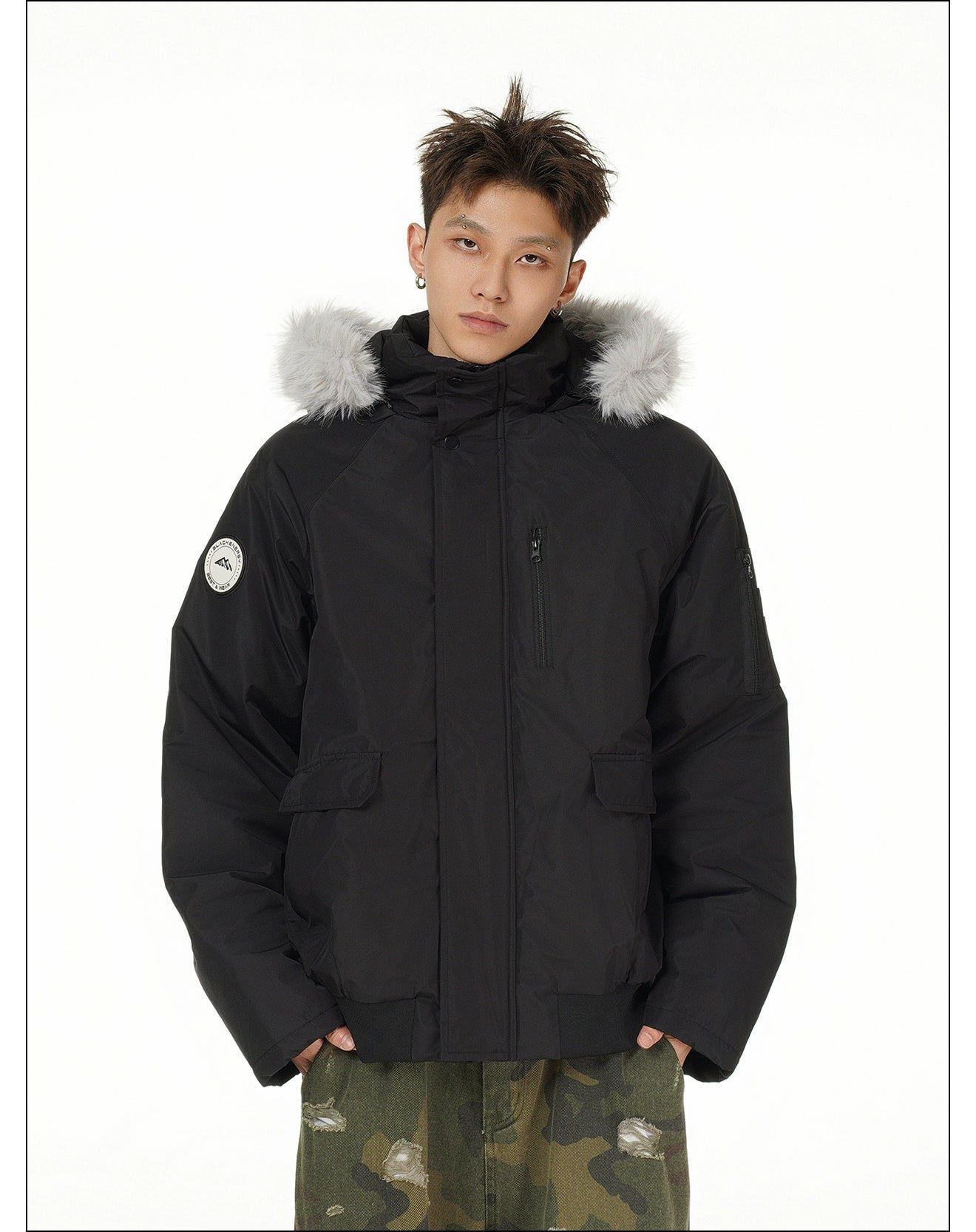 Thickened Fur Collar Parka Jacket Korean Street Fashion Jacket By Mr Nearly Shop Online at OH Vault