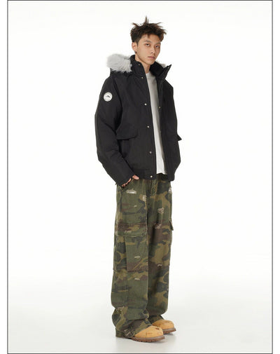 Thickened Fur Collar Parka Jacket Korean Street Fashion Jacket By Mr Nearly Shop Online at OH Vault